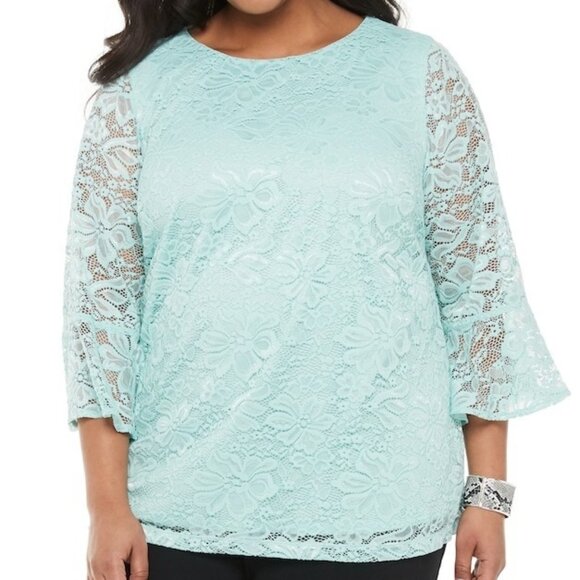 NEW Croft Barrow Floral Lace Top‎ Size 1XL Womens 1XL Layered Lined Eyelet - Picture 1 of 8